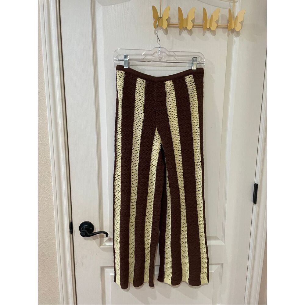 Free People Joan Fauxchet Set Striped Crochet Top and Pants Small - Picture 10 of 10